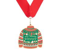 Jocomoni Christmas Ugly Sweater Medal Award Contest Medals with Neck Ribbon Christmas Tree Ornament Contest Prizes for Ugly Sweater Contest Party Xmas Party Supplies