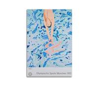 jocrynsi David Hockney Swimming Pool Diving Vintage Abstract Beige Wall Art Posters Aesthetic Canvas Wall Art Print Home Decor for Bedroom Living Room12x18inch(30x45cm) Unframe-style