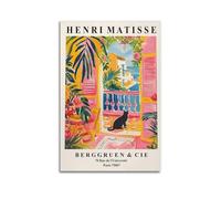 jocrynsi Henri Matisse Black Cat Pink Dopamine Art Wall Art Beige Posters Aesthetic Canvas Wall Art Print Home Decor for Bedroom Living Room20x30inch(50x75cm) Unframe-style