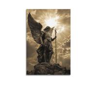 jocrynsi Saint Michael The Archangel Religious Art Beige Wall Art Posters Aesthetic Canvas Wall Art Print Home Decor for Bedroom Living Room12x18inch(30x45cm) Unframe-style