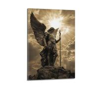 jocrynsi Saint Michael The Archangel Religious Art Beige Wall Art Posters Aesthetic Canvas Wall Art Print Home Decor for Bedroom Living Room20x30inch(50x75cm) Frame-style