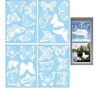 JOCXZI 4 pieces anti-collision window stickers, butterfly transparent window stickers, sticker window decals, prevent bird strikes on doors and windows, glass decoration