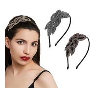 JOCXZI Headpiece Beaded Leaf, Hair Accessories Vintage, Hair Band for 20s Costume Party, Lace Headpiece, Jewellery Pearl Clip, 1920s Hair Accessories, Christmas (Pack of 2)