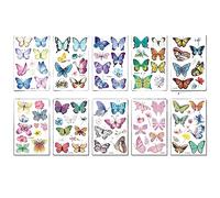 JOCXZI Temporary Tattoos Butterfly - Pack of 100 Colorful Small Butterfly Flower Tattoo Waterproof Cute Small Tattoos for Adults Children Face Body Birthday Party Carnival