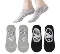 JOCXZI trainer socks,grip socks,yoga socks,yoga socks for women non slip,ballet socks,non slip socks,2 pairs of women's socks cotton professional non-slip silicone sports socks (black, gray)