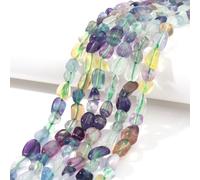 jodaying 6-8mm Natural Mutilcolor Fluorite Nuggets Oval Free Tumbled Pebble Semi Precious Gemstone Loose Stone Beads Approx 15.5 inch for DIY Jewelry Making