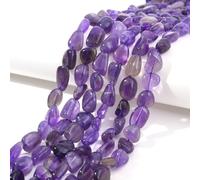 jodaying 6-8mm Natural Purple Amethyst Nuggets Oval Free Tumbled Pebble Semi Precious Gemstone Loose Stone Beads Approx 15.5 inch for DIY Jewelry Making
