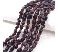 jodaying 6-8mm Natural Red Garnet Nuggets Oval Free Tumbled Pebble Semi Precious Gemstone Loose Stone Beads Approx 15.5 inch for DIY Jewelry Making