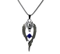 Joddfly Dragon and Wolf Pendant Necklace, Night Light Flame Design, Stainless Steel Men's, Silver, 24 inches, Standard size, Stainless Steel, No Gemstone