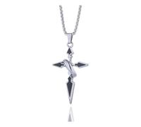 Joddfly Men's Cross Necklace Holiday Gift Stainless Steel Material, silvery, No Gemstone