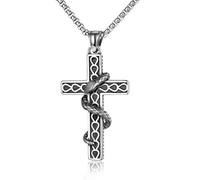 Joddfly Men's Cross Necklace Holiday Gift Stainless Steel Material, silvery, No Gemstone