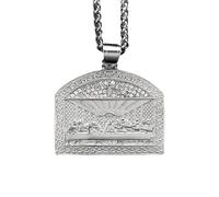 Joddfly Men's Jesus' Last Supper Square Titanium Pendant Necklace Inlaid with Diamond Faith Jewelry Wheat Chain 24 inch Gift Box Packaging