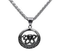 Joddfly Men's Stainless Steel Python Cobra Pendant Necklace Vintage Steel Gothic Style Gift Box Set 24 inches, Standard size, Stainless Steel, No Gemstone