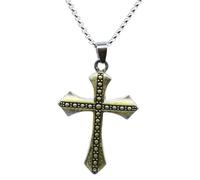 Joddfly Retro Bronze Pendant Stainless Steel Cross Necklace, 24 inches, Standard size, Stainless Steel, No Gemstone