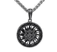 Joddfly Retro Vintage Slavic Style Pendant Men's Celtic Knot Sun Glow Circular Necklace 24 Inches