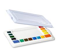 JODEVI Ceramic Watercolor Palette, Rectangular Porcelain Artist Paint Palette, 16-Well Art Mixing Tray with Lid for Watercolor, Gouache, Acrylic Painting