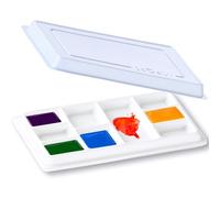 JODEVI Ceramic Watercolor Palette with Lid, 9-Well Rectangular Paint Mixing Tray for Watercolor, Gouache, Acrylic & Oil Painting, White