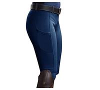 Jodhpurs Women's Girls Riding Leggings with Mobile Phone Pocket Elastic Jodhpur Riding Tights for Riding School Riding Sports Cycling Tournament Riding Breeches Knee Patch Riding Breeches Full Seat