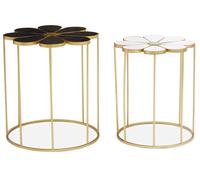 Jodie Set Of Two Black And White Petal Tables Premier Housewares Gold One Size