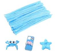 Jodimitty 100 PCS Pipe Cleaners for Craft, Macaroon Blue 30cm x 6mm, Flexible Pipe Cleaners for Arts and Crafts DIY Project, Plush Wire Sculpture Stems Handcraft Decoration
