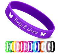 Jodimitty 30Pcs Personalised Wristbands Silicone Wristbands for Men Women Adults, Custom Text & ICON, Bulk Wrist Bands for Event Party Festival Wedding Awareness Motivation, 202x12mm (Dark Purple)