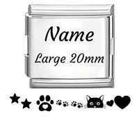 Jodimitty Big Custom Engraved Italian Charm 20x20mm Silver Stainless Steel Charm Personalised Gift, DIY logo & Text, Glossy Finish, Connect 2 Bracelets