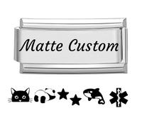 Jodimitty Custom Engraved Italian Charm Silver Stainless Steel Charm Personalised Gift, DIY logo & Text, Matte Finish, 20x9mm, fits all 9mm Bracelet