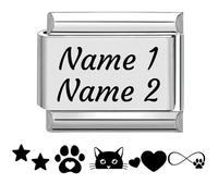 Jodimitty Custom Engraved Italian Charm Silver Stainless Steel Charm Personalised Gift, DIY logo & Text, Matte Finish, 10x9mm, fits all 9mm Bracelet
