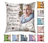 Jodimitty Custom Pillow 50cm Memorial Gift for Loss of Loved One, Personalised Cushions with Photo, Personalised Gifts Grandpa Grandma Keepsake, 2 Side Print, Cushion Cover/Cushion Insert (D)
