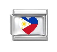 Jodimitty Italian Charm Country Flag Bracelet Charms Silver Modular for Italian Charm 9mm Stainless Steel (Philippines)