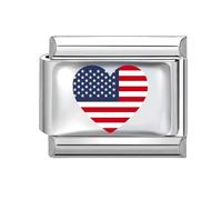 Jodimitty Italian Charm Country Flag Bracelet Charms Silver Modular for Italian Charm 9mm Stainless Steel (the United States)