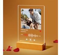 Jodimitty Music Plaque Personalised Photo Frame Valentines Gifts for Her Him, Love Theme Personalised Gift for Girlfriend Boyfriend Couple, Acrylic Plaque Night Light Song Gifts for Birthday (A)