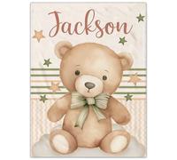 Jodimitty Personalised Baby Blanket Bear Brown Throw Blanket Flannel Fleece Custom Name Animal Pattern Throw Blanket for Bed Sofa Travel Nap, Blankets and Throws, 100/120/150/200cm