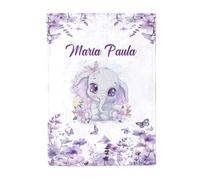 Jodimitty Personalised Baby Blanket Elephant Purple Throw Blanket Flannel Fleece Custom Name Animal Pattern Throw Blanket for Bed Sofa Travel Nap, Blankets and Throws, 100/120/130/150/180/200cm
