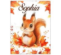 Jodimitty Personalised Baby Blanket Squirrel Throw Blanket Flannel Fleece Custom Name Animal Pattern Throw Blanket for Bed Sofa Travel Nap, Blankets and Throws, 100/120/150/200cm