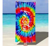 Jodimitty Personalised Beach Towel for Adults Kids Custom Name Microfibre Bath Towel, Lightweight, Quick Dry, Sand Free, Pool Party Favour, 60x120cm/75x150cm/90x180cm (Spiral Color)