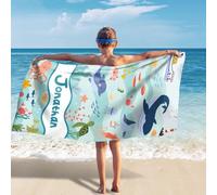 Jodimitty Personalised Beach Towel for Boy Marine Animal Pattern, Microfibre Towel Quick Dry Lightweight Sand Free Beach Towel, Personalised Gift for Boy Men, 60x120cm/76x152cm/90x180cm