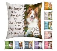 Jodimitty Personalised Pet Memorial Cushion with Photo & Name, Double-Sided Prints, 50x50cm, Blue, 1 Count, Solid, Polyester, Zipper Closure, Indoor Use, Memorial, Comfort, Home Decoration