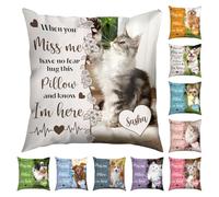 Jodimitty Personalised Pet Memorial Cushion with Photo & Name | Double-Sided Prints | Polyester, PP Cotton, 45cm x 45cm, D, When You Miss Me