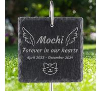 Jodimitty Personalised Pet Memorial Plaque with Hook Stake, Custom Name & Life Span & Message & Pattern, Engraved Plaques Stand Grave Stones Dog Cat Memorial Gifts Keepsakes (Square)