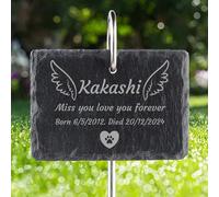 Jodimitty Personalised Pet Memorial Plaque with Hook Stake, Custom Name & Life Span & Message & Pattern, Engraved Plaques Stand Grave Stones Dog Cat Memorial Gifts Keepsakes (Rectangle)