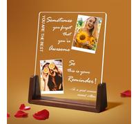 Jodimitty You Are The Best Personalised Plaque with 2 Photos, Inspiration Theme Keepsake Gifts for Women, 2 in 1 Photo Frame Night Light, Acrylic Panel/LED Light/Wooden Base