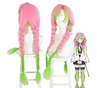 Jodiss Kanroji Mitsuri Cosplay Wig for Women, Anime Long Ponytail Pink Synthetic Wigs, Halloween Costume Party Cosplay Wig