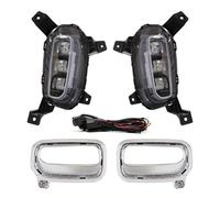 Jodriva 1 Set Car Fog Lights, for Kia, Seltos KX3 2020 2021 LED DRL Daytime Running Light Bumper Driving White 12V Accessories Waterproof Fog Lamp Car Fog Light Assembly(Black US TYPE)