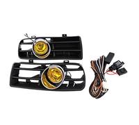 Jodriva 1Pair Front Bumper Grill Fog Lights Grille LED Lamp With Wire Kit Yellow, for Golf, MK4 1998-2004 Fog Lamp Car Fog Light Assembly