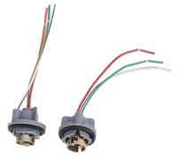 Jodriva 2Pcs Rear Brake Light Socket Holder, Waterproofing Turn Plug Connector, LED Bulb with Wiring Harness, for Car Headlight Tail Lamp Tail Light Bracket(Black 1157)