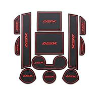 Jodriva Anti Slip Gate Slot Cup Mat, for Mitsubishi, ASX 2013-2021 Door Groove Non Slip Pad Car Sticker Accessories Rubber Coaster Car Door Slot Mat(2013-2018ASX RED-L)
