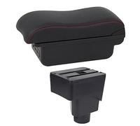 Jodriva Car Armrest Box Car Arm Rest Center Console Storage USB Car Accessory, for ford, for Ecosport, 2013-2017 Car Armrest Box(BLACK C2 Red Line)