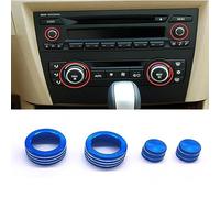 Jodriva for BMW, 3 Series 2005-2013 E90 E91 E92 E93 Car Air Conditioning Sound Trim Knob Cover Interior Decoration Accessories Ac Knob Trim Ring(Blue(4pcs))