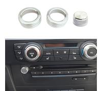 Jodriva for BMW, 3 Series 2005-2013 E90 E91 E92 E93 Car Air Conditioning Sound Trim Knob Cover Interior Decoration Accessories Ac Knob Trim Ring(Silver(3pcs))